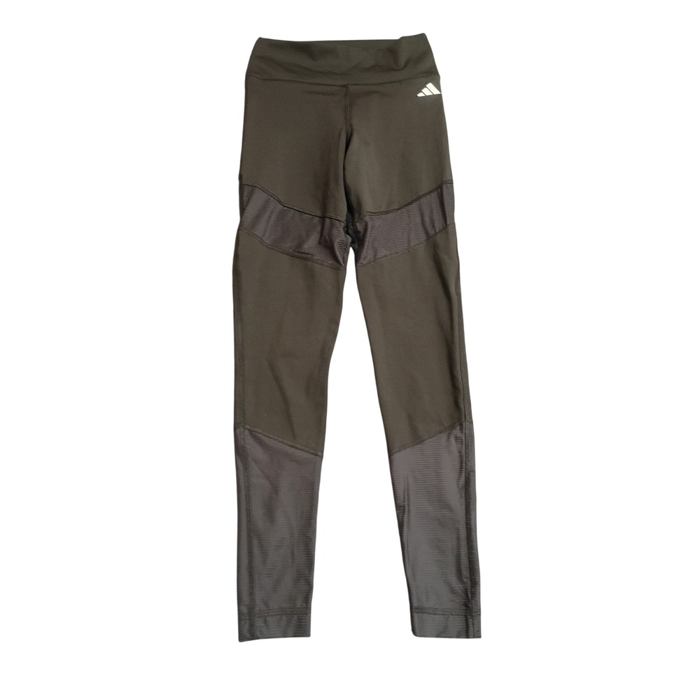 Adidas AEROREADY Training Leggings Womens S‎ Green Mesh Ribbed High Rise Tights
